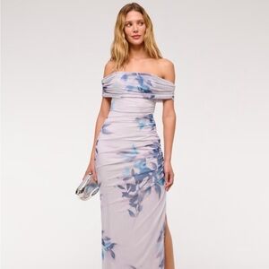 New Abercrombie Floral Mesh Drapped Maxi Dress size XS